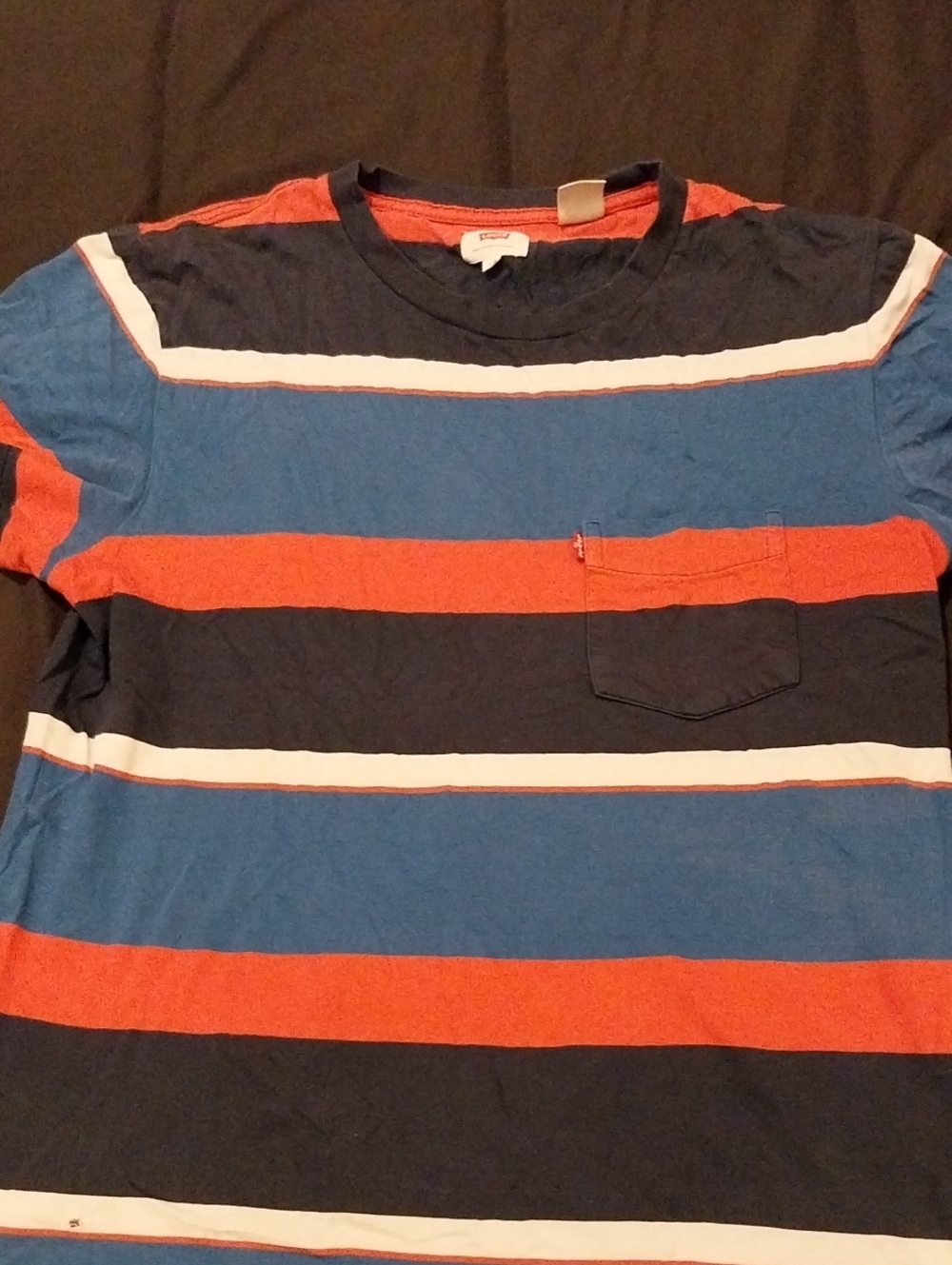 Levi's Men’s Crewneck Striped Pocket Tee in Blue, Navy & Orange